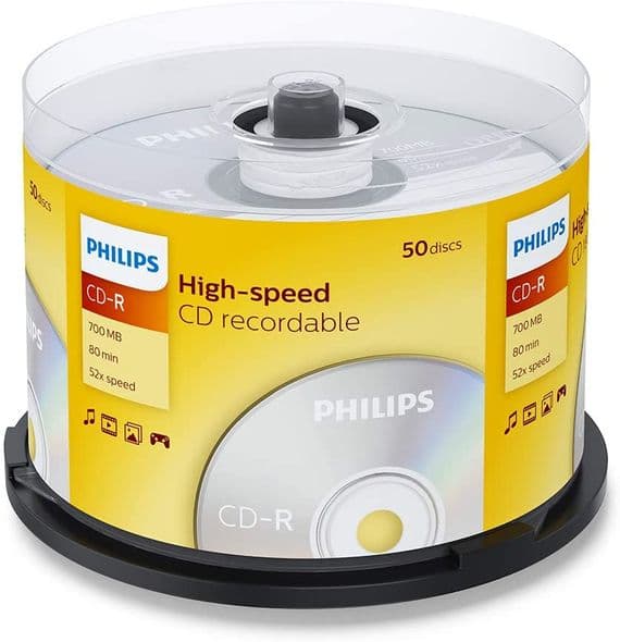Philips 50  CD-R Recordable CD's  - Blank CD Discs | Cables 4 ALL