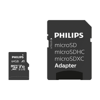 Philips 64GB Micro SDXC Card 64GB Memory Card With SD Adapter | Cables 4 ALL