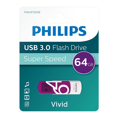 Philips 64GB USB 3.0 Flash Drive  - Vivid Edition Purple