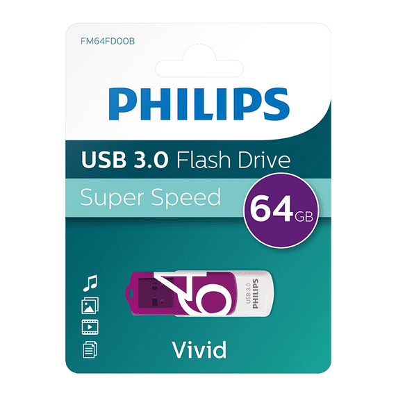 Philips 64GB USB 3.0 Flash Drive  - Vivid Edition Purple | Cables 4 ALL