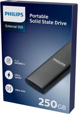 Philips External 250GB SSD Portable USB C Hard Drive