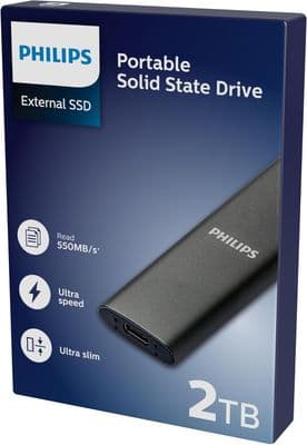 Philips External 2TB SSD Portable USB C Hard Drive