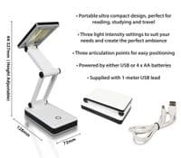 Portable USB & Battery LED Desk Light | Adjustable Compact Reading Lamp