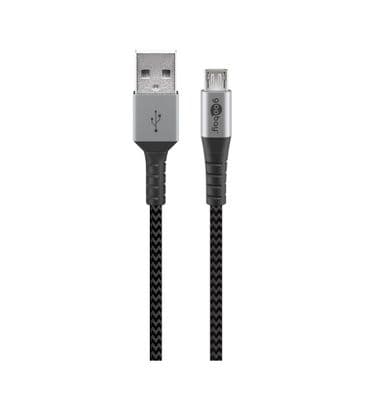 Quality 1m Micro USB to A Cable - Bend Protection and Braided Sleeve