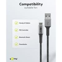 USB-C to USB-A Braided Cable 1m | 15W 3A | Metal Plugs