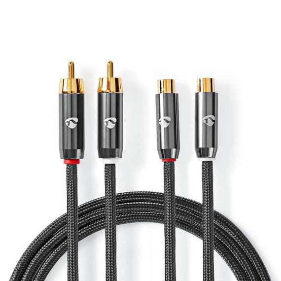 Quality 2m RCA Extension Cable - Male to Female (Braided Cable) | Cables 4 ALL