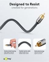 Quality 2m Subwoofer Cable -RCA with Textile braided Sleeve