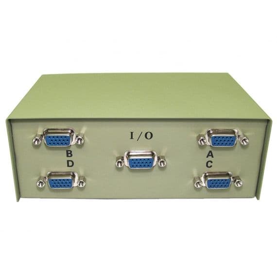Quality 4 Port VGA Switch - 4 way VGA Manual Switching Unit | Cables 4 ALL