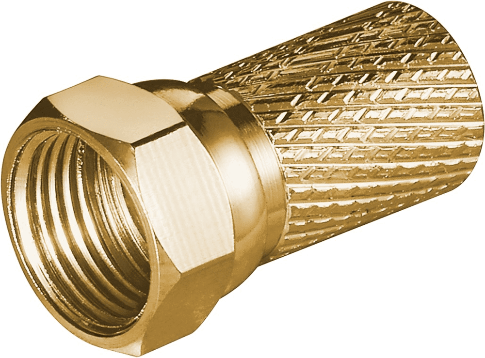 Quality Gold Screw On F Plug For Satellite and TV Aerial Cable / F