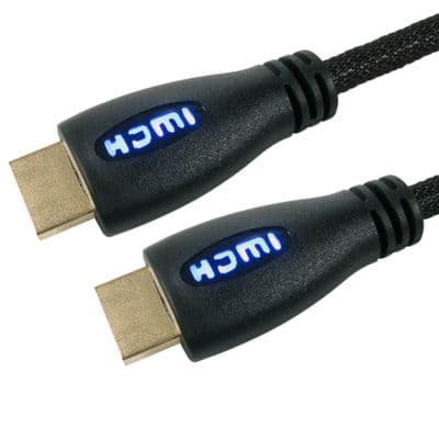 Quality HDMI Cable - Braided Sleeve and Blue LED Light
