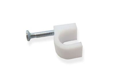 Round Cable Clips - Size 8mm (White) 100 pack