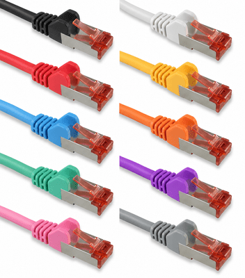 Short 15cm CAT6 Network Cable -  Screened S/FTP / Full Copper Patch Cable 0.15m  - Multiple Colours