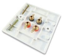 Speaker Cable Wall Plate (Fits 4mm Banana Plugs)
