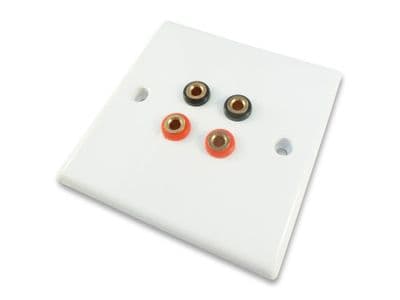 Speaker Cable Wall Plate (Fits 4mm Banana Plugs)