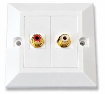 Stereo Phono RCA Wall Plate - Quick Connect No Soldering