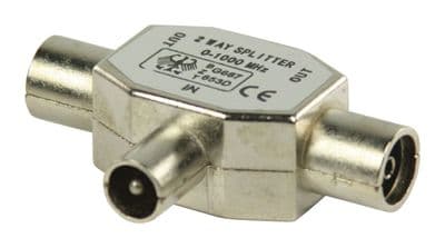 TV Aerial Coaxial Cable Splitter -  Male to 2x Female