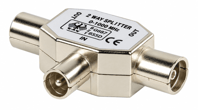 TV Aerial Coaxial Cable Splitter -  Male to 2x Female