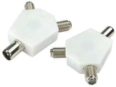 TV Antenna Adapter - TV Aerial Male to 2x Female F Type socket