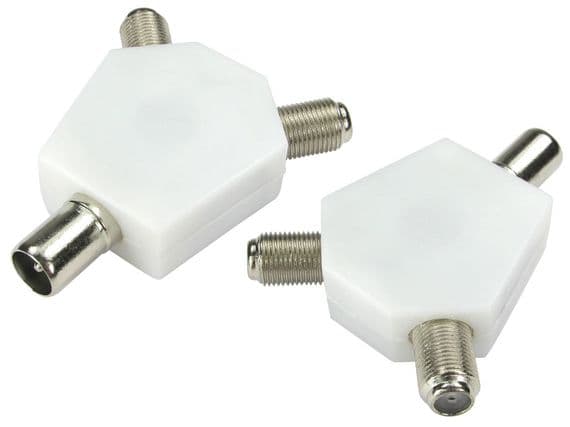 TV Antenna to F Adapter - TV Aerial Male to 2x Female F Type socket