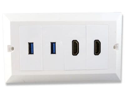 Twin  4k HDMI and Twin USB 3.0 Wall Plate