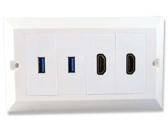 Twin  4k HDMI and Twin USB 3.0 Wall Plate | Cables 4 ALL