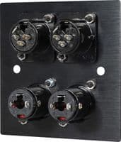 Twin 6.35mm Jack Wall Plate – Black Metal Audio Faceplate | Cables 4 ALL