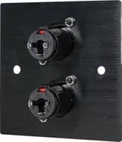 Twin 6.35mm Jack Wall Plate – Black Metal Audio Faceplate | Cables 4 ALL