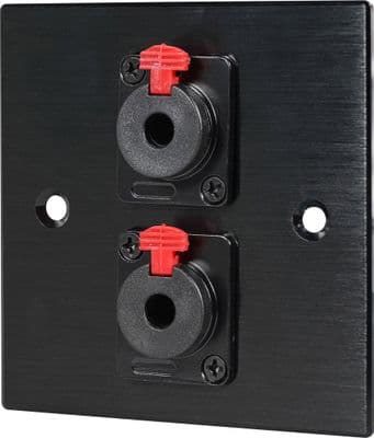 Twin 6.35mm Jack  Wall Plate - Black Metal 1/4 Inch Jack