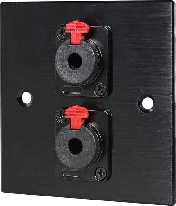 Twin 6.35mm Jack Wall Plate – Black Metal Audio Faceplate | Cables 4 ALL