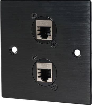 Twin  Black Metal Ethernet Wall Plate