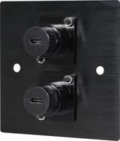 Twin USB Type-C Wall Plate – Black Metal, Plug & Play, 1-Gang | Cables 4 ALL