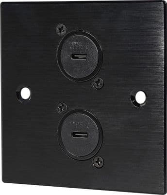 Twin  Black Metal USB Type C Wall Plate