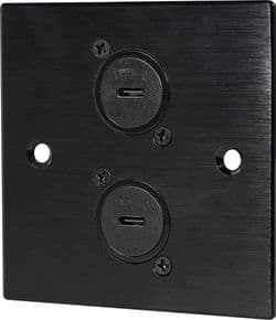 Twin USB Type-C Wall Plate – Black Metal, Plug & Play, 1-Gang | Cables 4 ALL