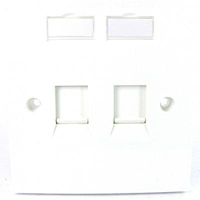 Twin CAT5e / CAT6 Network Wall Plate - Easy Connect (White)