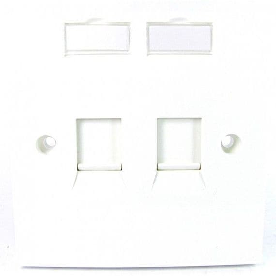 Twin CAT5e / CAT6 Nework Wall Plate - Easy Connect (White) | Cables 4 ALL