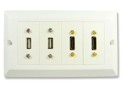 Twin HDMI and USB Wall Plate - Easy Connect (4k)
