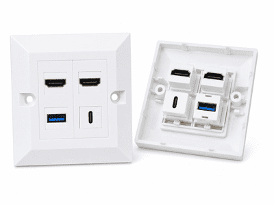 Twin HDMI and USB Wall Plate - USB Type C / USB 3.0  (4k Compatible)