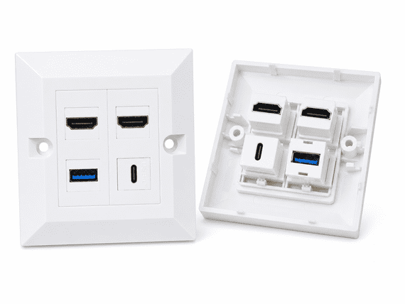 Twin HDMI and USB Wall Plate - USB Type C / USB 3.0  (4k Compatible) | Cables 4 ALL