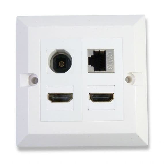 Twin HDMI / Digital Optical / Ethernet (CAT6) Wall Plate -  (4k Compatible) | Cables 4 ALL