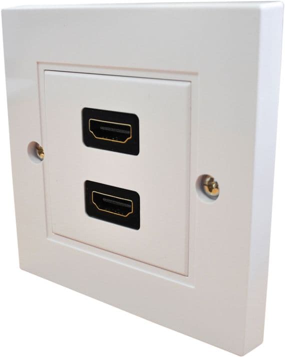 Twin HDMI Wall Plate - 4k Female Wall Outlet |  Cables 4 ALL