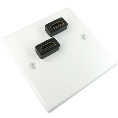 Twin HDMI Wall Plate With Angled HDMI Sockets on Reverse (Easy Connect)