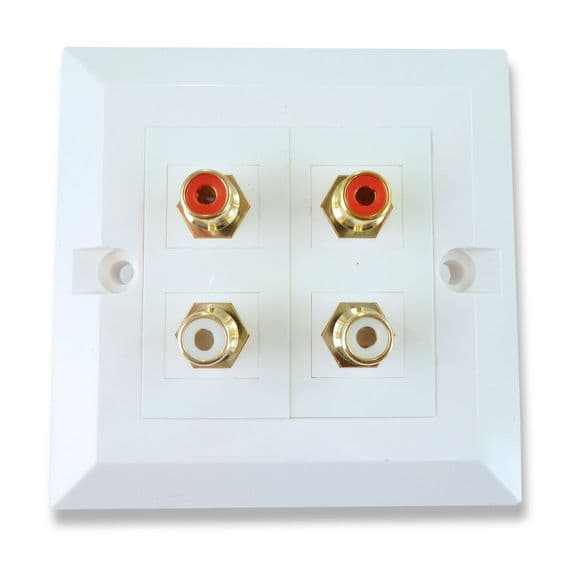 Twin RCA Wall Plate - Quick Connect No Soldering | Cables4all
