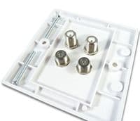Twin TV Aerial and F Connector Wall Plate (Easy Connect) | Cables 4 ALL