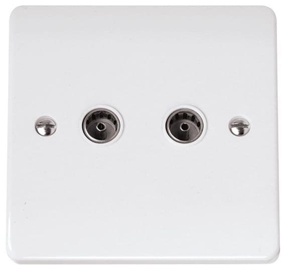 Twin TV Aerial RF Coax Wall Plate - Fits 2 TV Aerial Cables | Cables4all