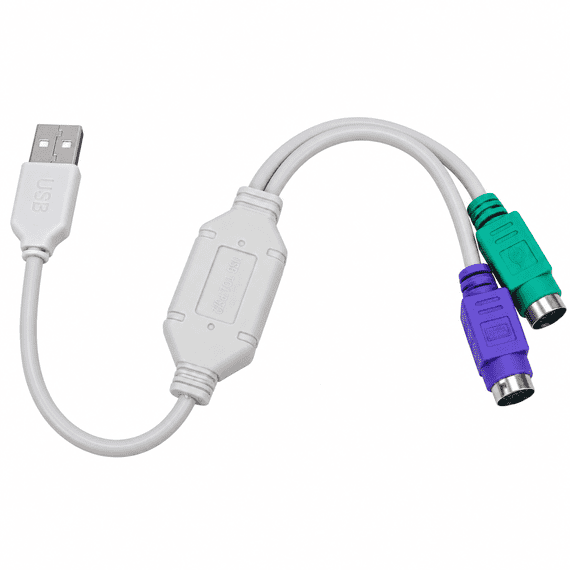 USB to PS/2 Adapter with 36cm Cable - USB A Male - 2x PS2 Female | Cables4all