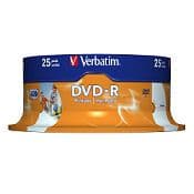 Verbatim 43538 Printable DVD-R 16x 4.7GB Discs - 25 Pack