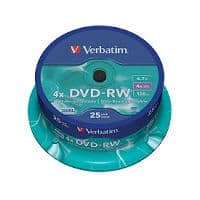 Verbatim 43639 4x 4.7GB DVD-RW Blank Discs (25 Tub)