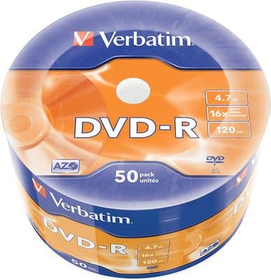 Verbatim 50 DVD-R Blank Discs (16x 4.7GB)