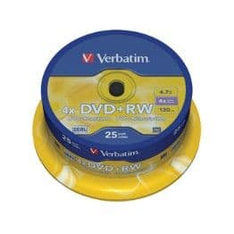 Verbatim DVD+RW 25 Pack - 4.7GB 4x DVD-Rewritable Discs | Cables 4 ALL