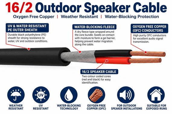 Webro Outdoor Speaker Cable - Water and  UV Resistance | Cables 4 ALL